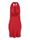 Norma Kamali Halter Drape Mini Dress In Red