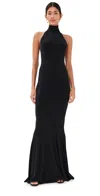 Norma Kamali Halter Fishtail Gown Black In Black