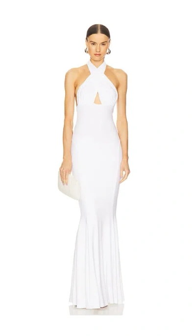 Norma Kamali Halter Fishtail Gown In White