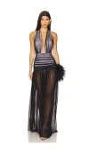 Norma Kamali Halter Shirred Gown