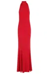 Norma Kamali X Revolve Halter Turtle Fishtail Gown In Red
