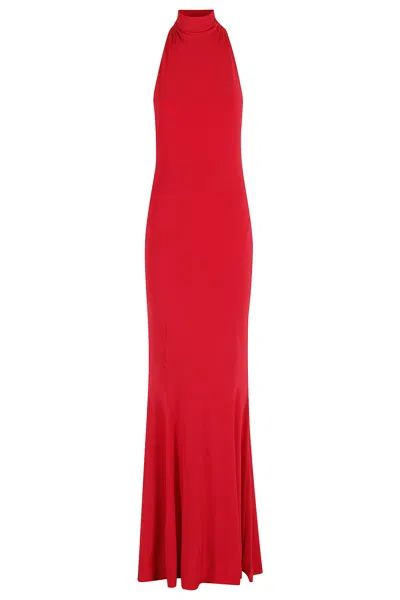 NORMA KAMALI HALTER TURTLE FISHTAIL GOWN
