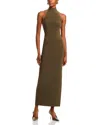 Norma Kamali Halter Turtleneck Side Slit Gown In Brown