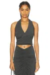Norma Kamali Halter Wrap Top In Dark Grey