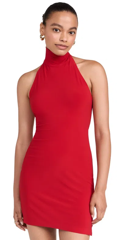 Norma Kamali Stretch-jersey Halterneck Mini Dress In Red