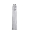 Norma Kamali Halter Drape Bias Gown In Gray