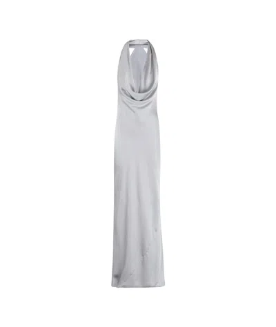 Norma Kamali Halter Drape Bias Gown In White