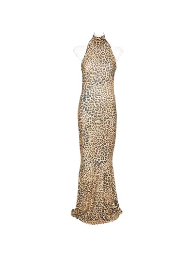 Norma Kamali Halterneck Fishtail Gown Maxi Dress In Multi