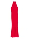 Norma Kamali Halter Turtle Fishtail Gown Dresses Red In Red