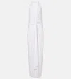 Norma Kamali Tie Front Halter Gown In White