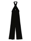 Norma Kamali Cross Halter Straight Leg Jumpsuit