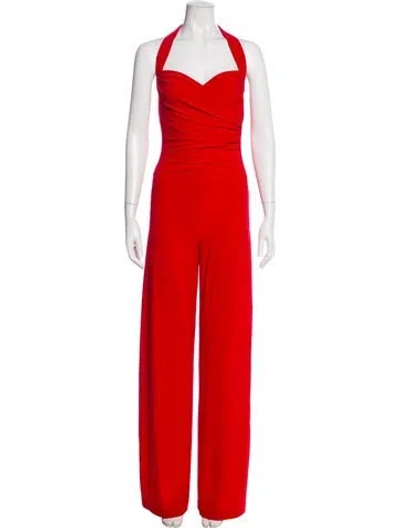 Pre-owned Norma Kamali Halterneck Jumpsuit In Red