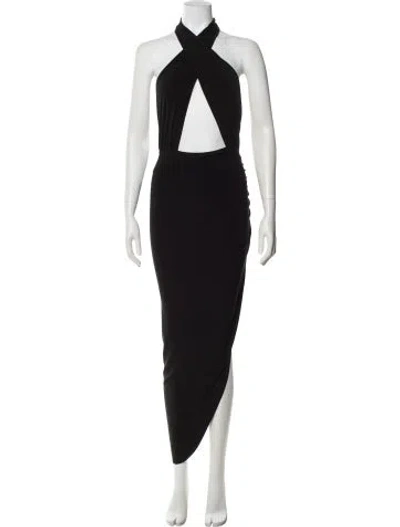 Pre-owned Norma Kamali Halterneck Long Dress In Black