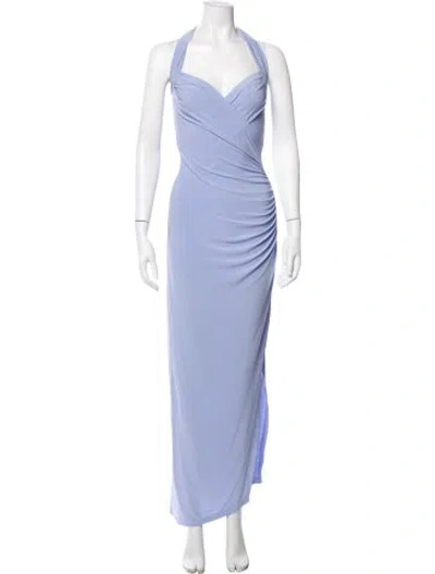 Pre-owned Norma Kamali Halterneck Long Dress In Blue