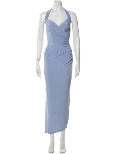 Pre-owned Norma Kamali Halterneck Long Dress In Blue