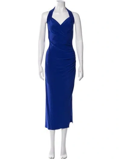 Pre-owned Norma Kamali Halterneck Long Dress In Blue