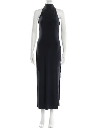 Pre-owned Norma Kamali Halterneck Long Dress In Blue