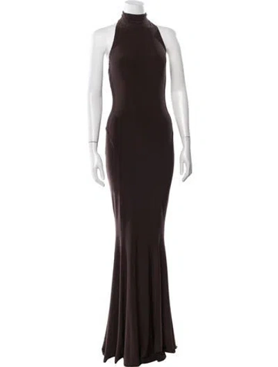 Pre-owned Norma Kamali Halterneck Long Dress In Brown