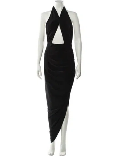 Pre-owned Norma Kamali Halterneck Long Dress W/ Tags In Black