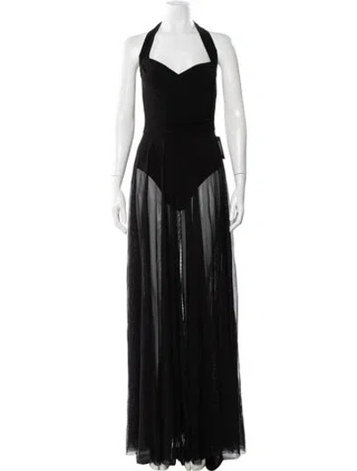 Pre-owned Norma Kamali Halterneck Long Dress W/ Tags In Black