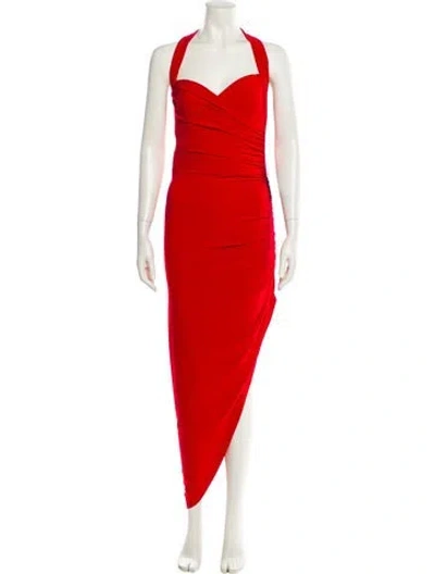 Pre-owned Norma Kamali Halterneck Long Dress W/ Tags In Red