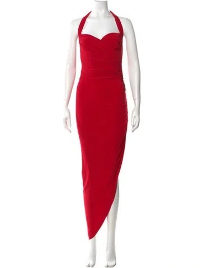 Pre-owned Norma Kamali Halterneck Long Dress W/ Tags In Red