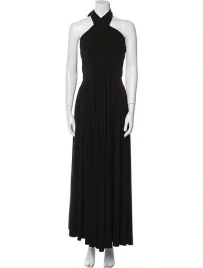 Pre-owned Norma Kamali Halterneck Midi Length Dress In Black