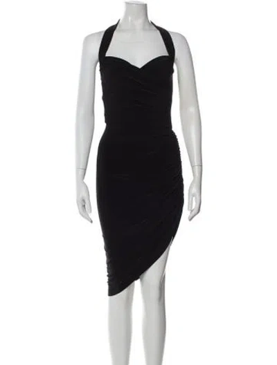 Pre-owned Norma Kamali Halterneck Midi Length Dress In Black