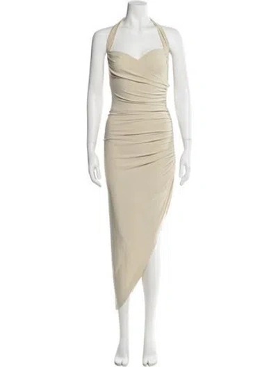 Pre-owned Norma Kamali Halterneck Midi Length Dress W/ Tags In Neutral