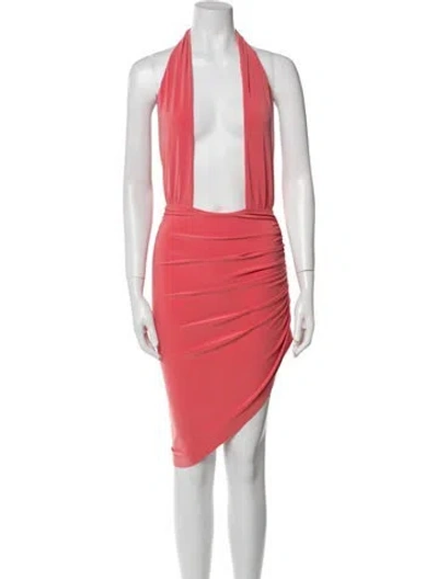 Pre-owned Norma Kamali Halterneck Midi Length Dress W/ Tags In Pink