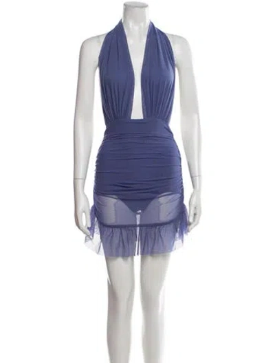 Pre-owned Norma Kamali Halterneck Mini Dress In Purple
