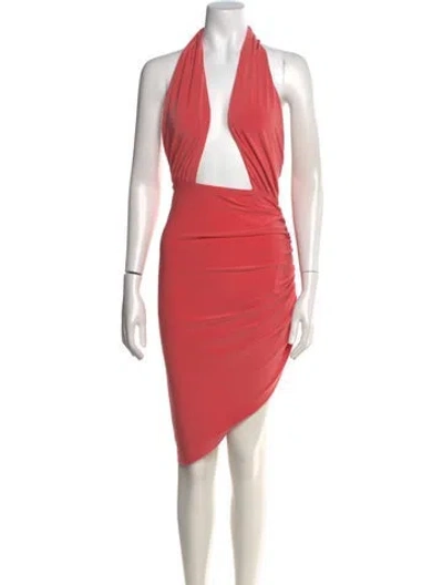 Pre-owned Norma Kamali Halterneck Mini Dress In Red