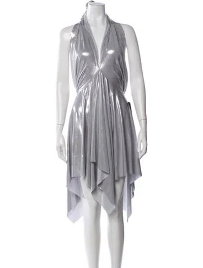 Pre-owned Norma Kamali Halterneck Mini Dress W/ Tags In Grey