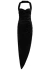 Norma Kamali Cayla Halterneck Ruched Midi Dress In Black