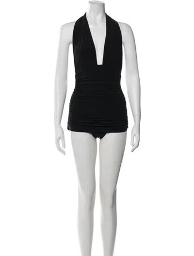 Pre-owned Norma Kamali Halterneck Sleeveless Bodysuit In Black
