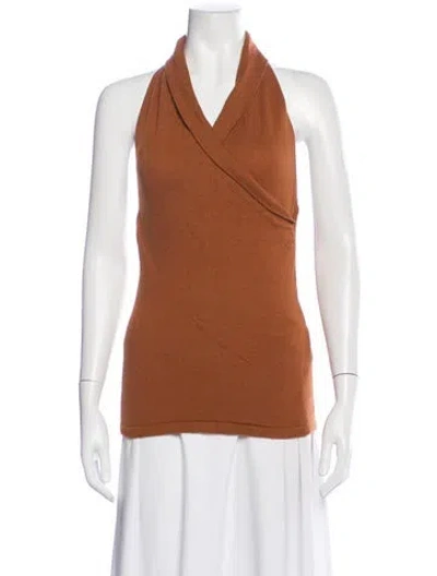 Pre-owned Norma Kamali Halterneck Sleeveless Top In Brown