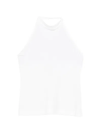 Norma Kamali Halterneck Top In White