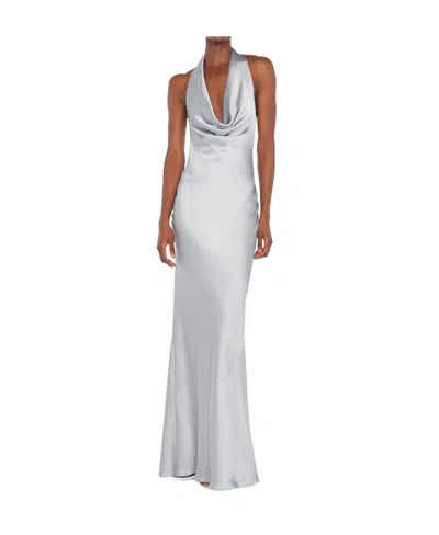 Norma Kamali Hang Neck Pendant Dress Skirt In Gray
