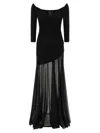 Norma Kamali Off Shoulder Sweetheart Combo Flared Gown In Black