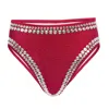 Norma Kamali High Leg Bikini Bottoms In Red In Burgundy