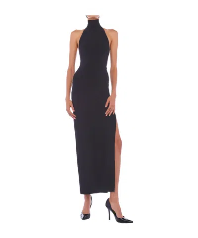 Norma Kamali High Neck Open Back Maxi Dress In Black