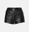Norma Kamali High Waist Faux Leather Shorts Black In Multi