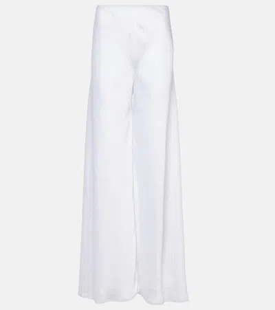 Norma Kamali Gerade High-rise-hose Aus Satin In Weiss