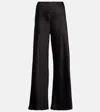 Norma Kamali High-rise Satin Wide-leg Pants In Black