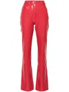 Norma Kamali Faux Leather Bootcut Pants In Red