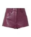 Norma Kamali High Waist Faux Leather Shorts In Purple