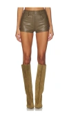 Norma Kamali High Waist Jean Short In Brown