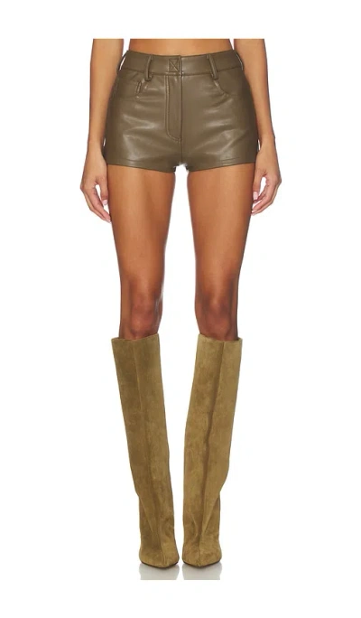 Norma Kamali High Waist Jean Short In Brown