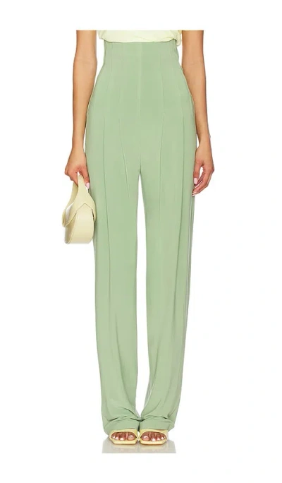 Norma Kamali High Waist Tailored Pleat Pant In Green