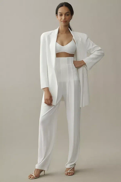 Norma Kamali Pleated Stretch-jersey Wide-leg Pants In White